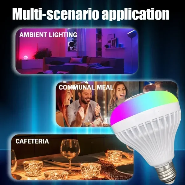 Wireless Smart Light Bulb LED Bluetooth Speaker with Remote Control, RGB color Changing Speaker Music Light Bulb with Built-in